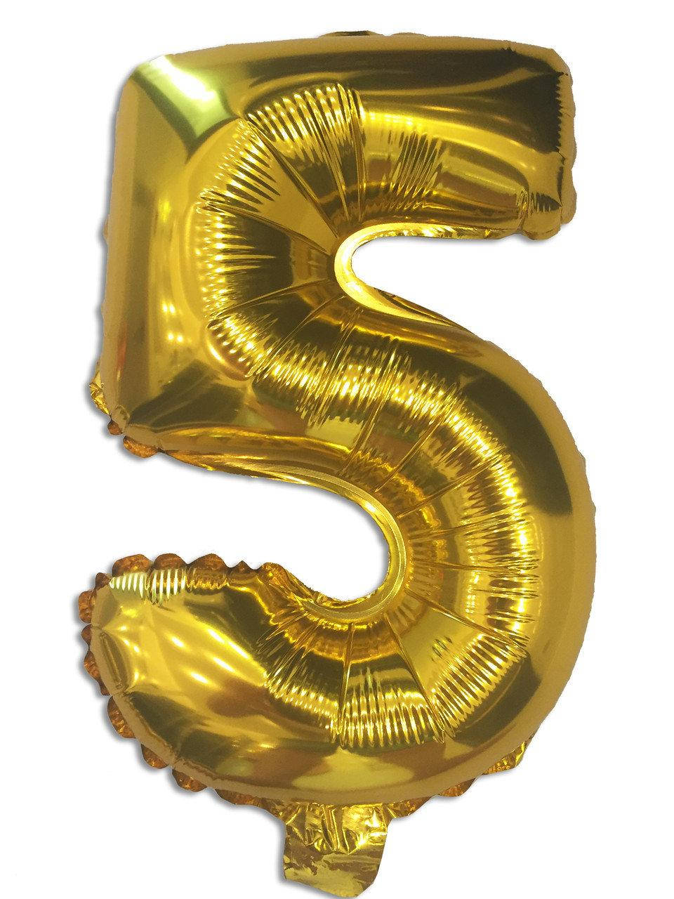 

Шар фольгированный золото, цифра "5", Золотистый