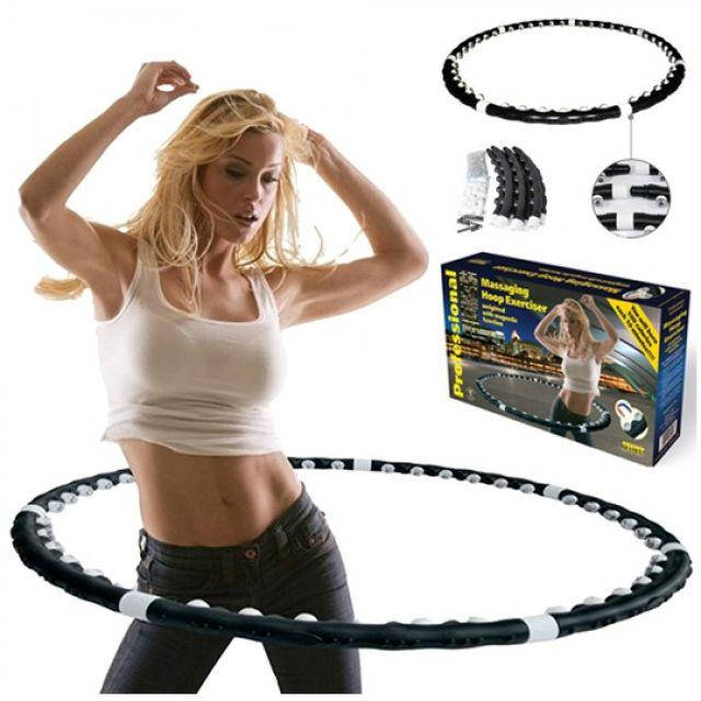 

Массажный обруч-хулахуп для фитнеса и похудения Massaging Hula Hoop Exerciser с магнитами Черный