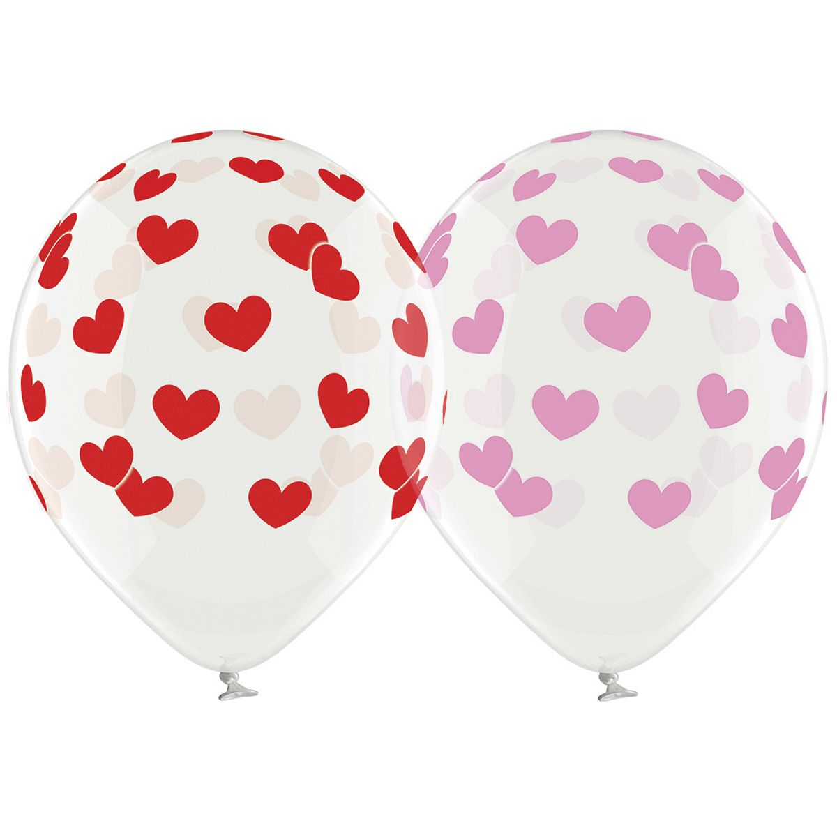 

Латексный шарик BELBAL 12"(30 см) Сердца большие розовые и красные, Персиковый
