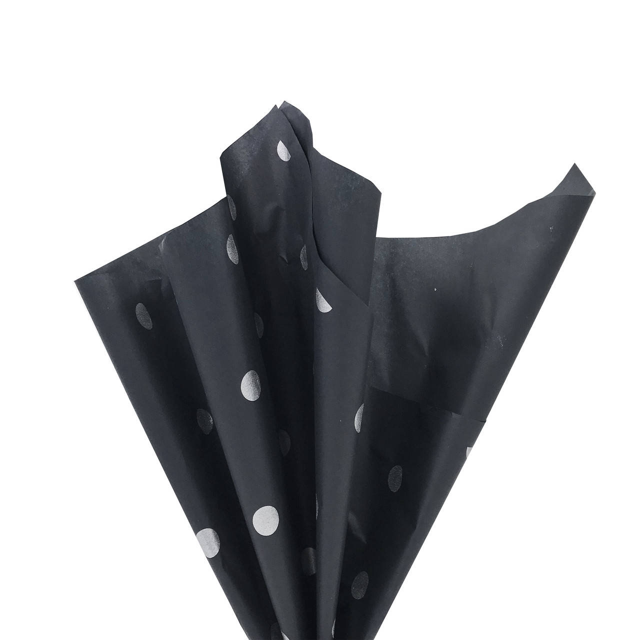 

Бумага тишью черная в серебристый горошек