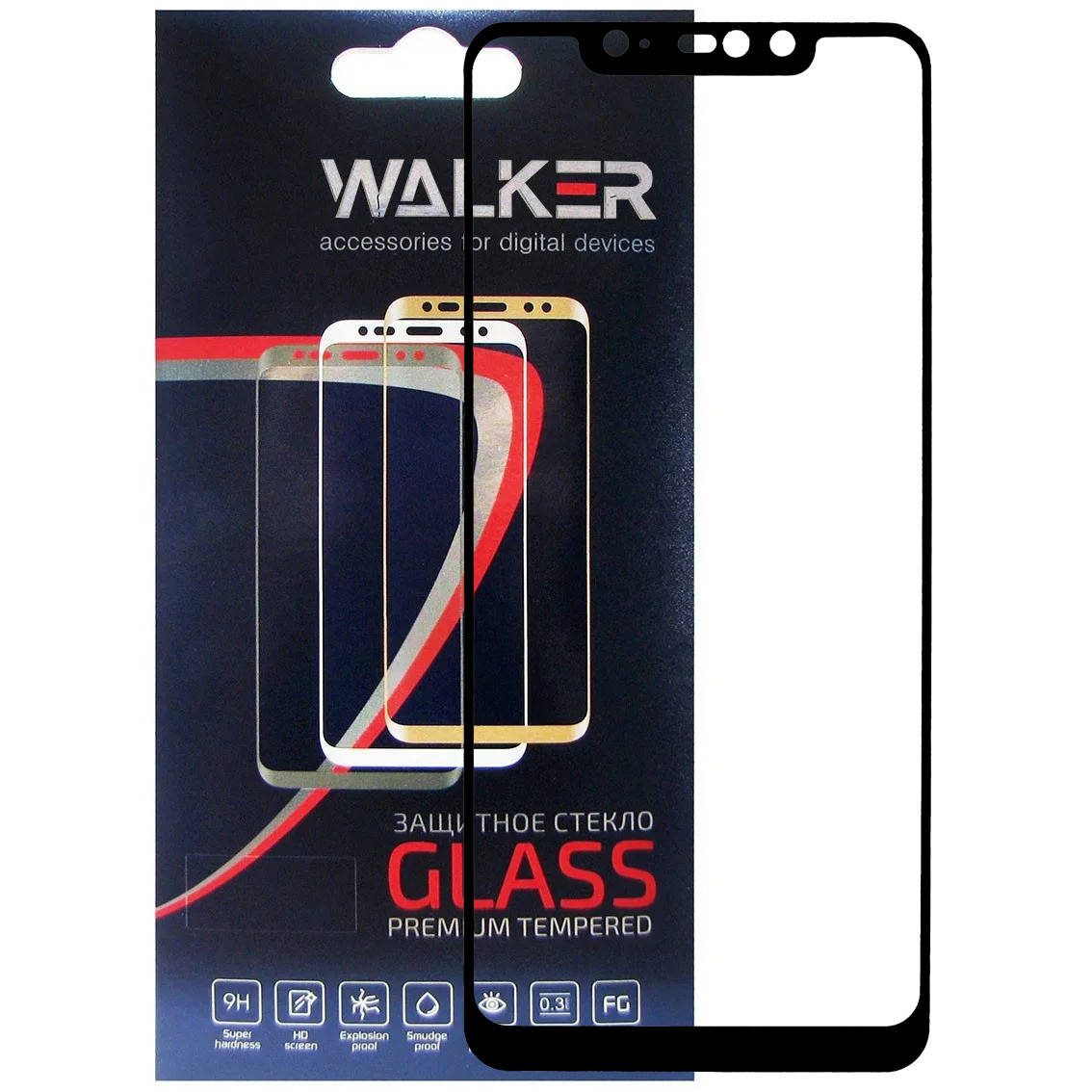 

Защитное стекло Walker 3D Full Glue для Xiaomi Redmi Note 6 Pro Black, Черный