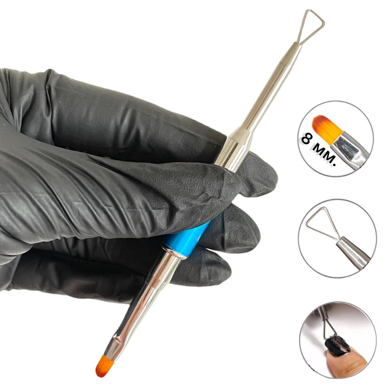 

Двусторонняя кисть овал - рейзер для снятия гель-лака, ручка - колпачок №6