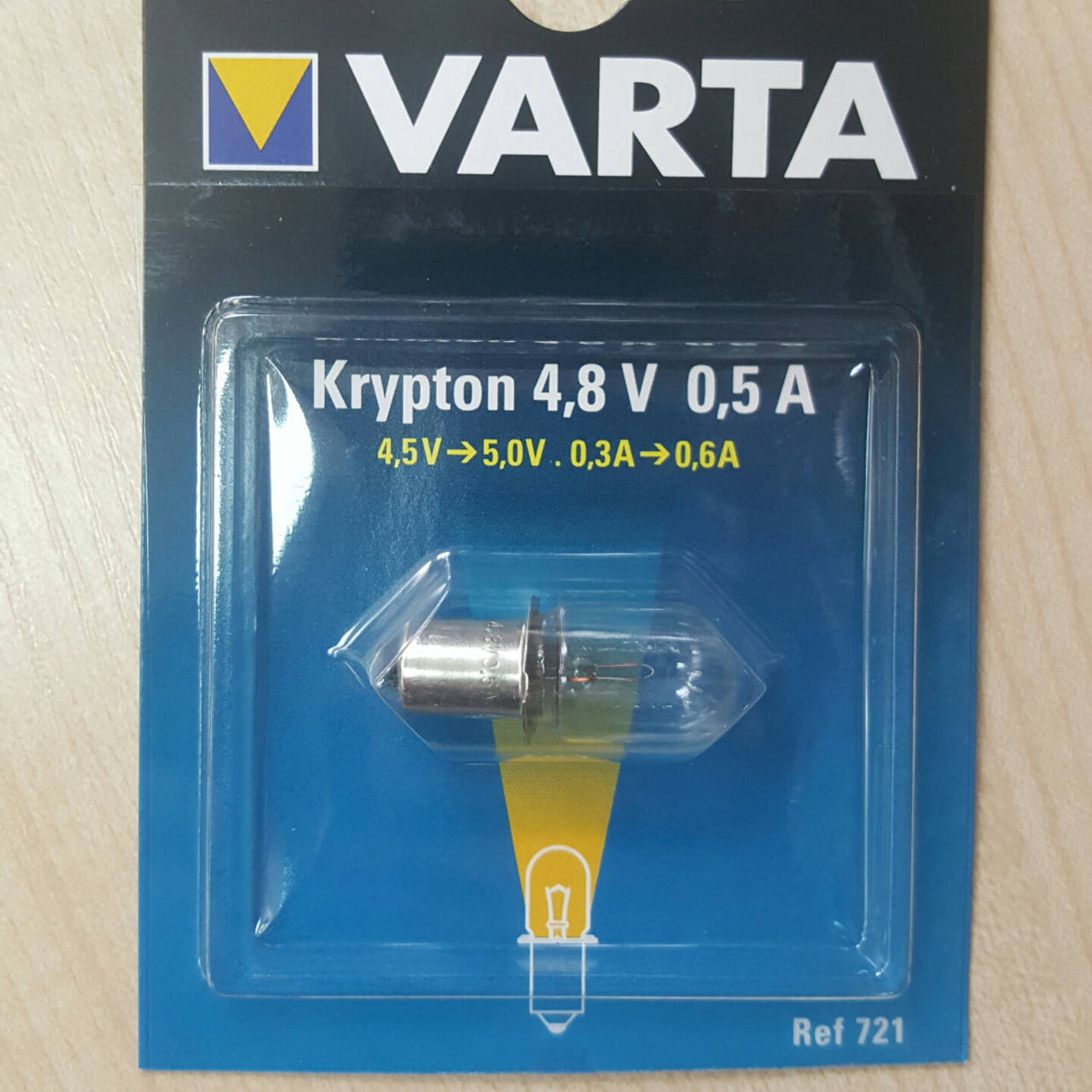 

Лампочка Varta 721 для фонаря, кпиптон, 4.8В, 0.5А