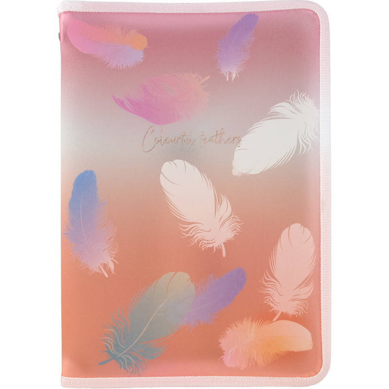 

Папка объемная на молнии А4+, Colourful Feather 04