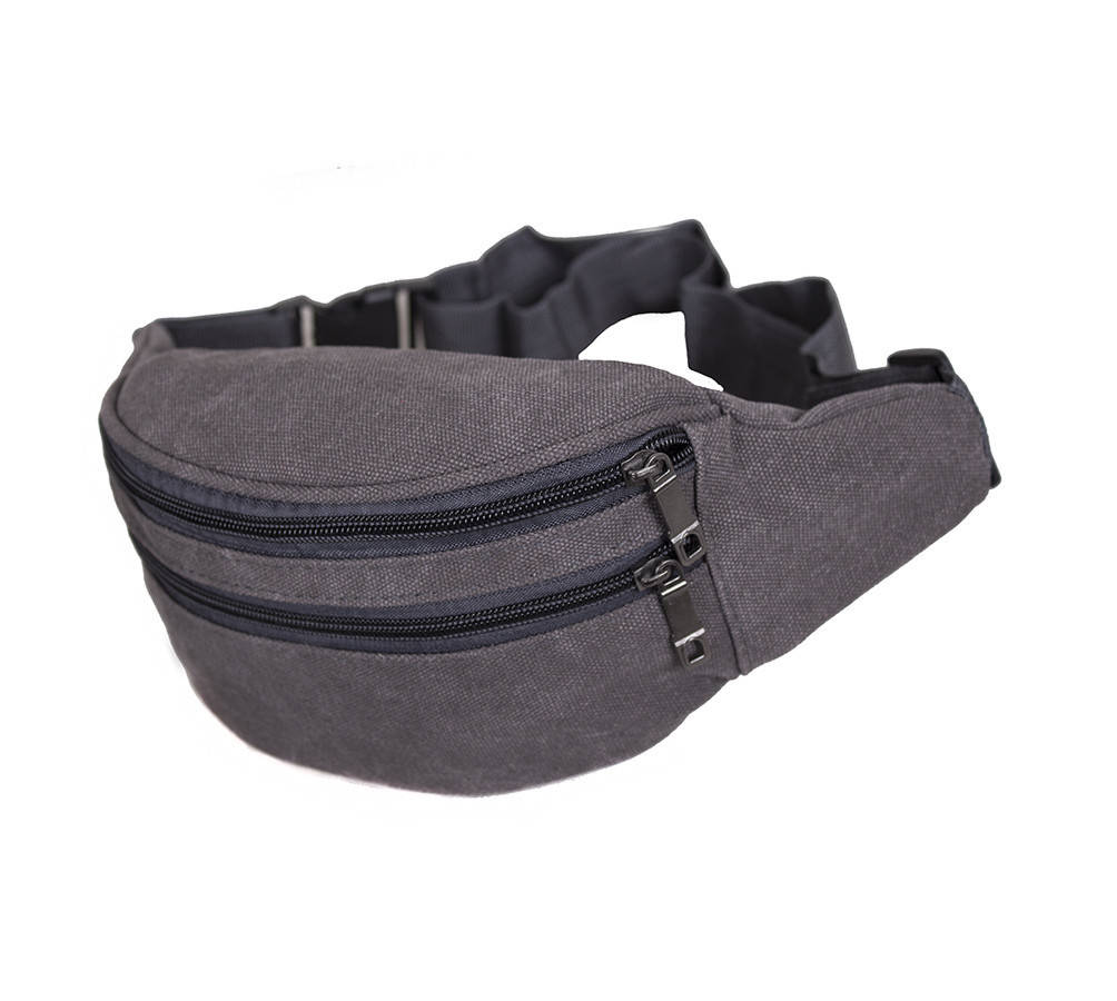 

Сумка бананка текстильная на пояс Dovhani Q001-2GREY1-555 Серая, Серый