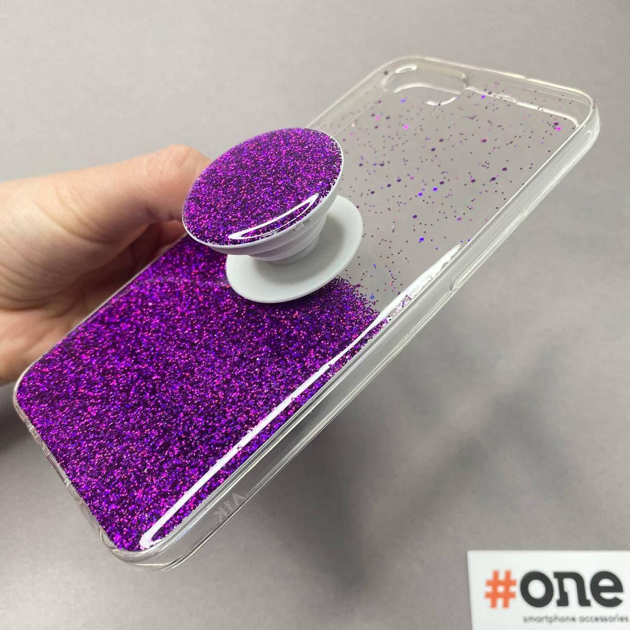 

Чехол для Realme C2 блестящий с попсокетом с держателем чехол на телефон реплми ц2 фиолетовый PPS