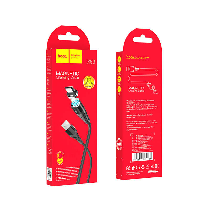 

Кабель Hoco X63 Racer magnetic Micro USB 1m Black, Черный
