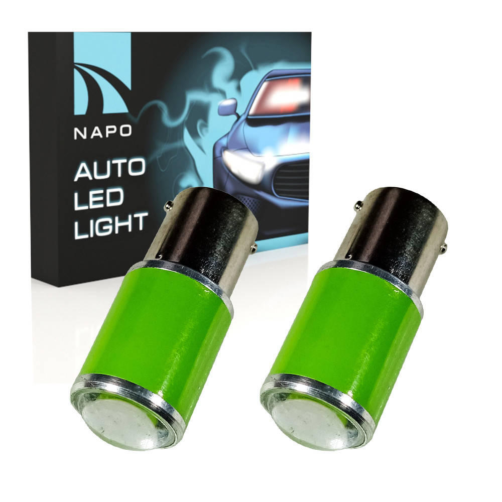 

Комплект светодиодных ламп NAPO LED 1156-3030-6smd-Lens 12V P21W 1156 BA15S цвет свечения зеленый 2 шт