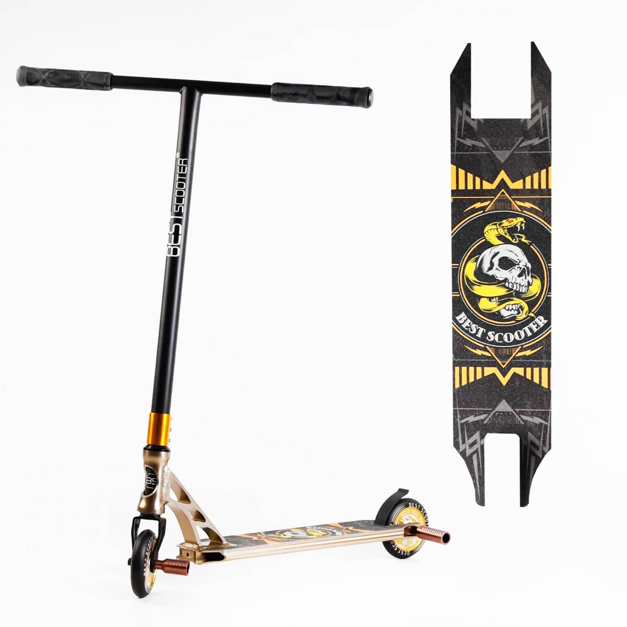 

Детский трюковый самокат Best Scooter HIC-система ПЕГИ анодированная покраска Череп 2