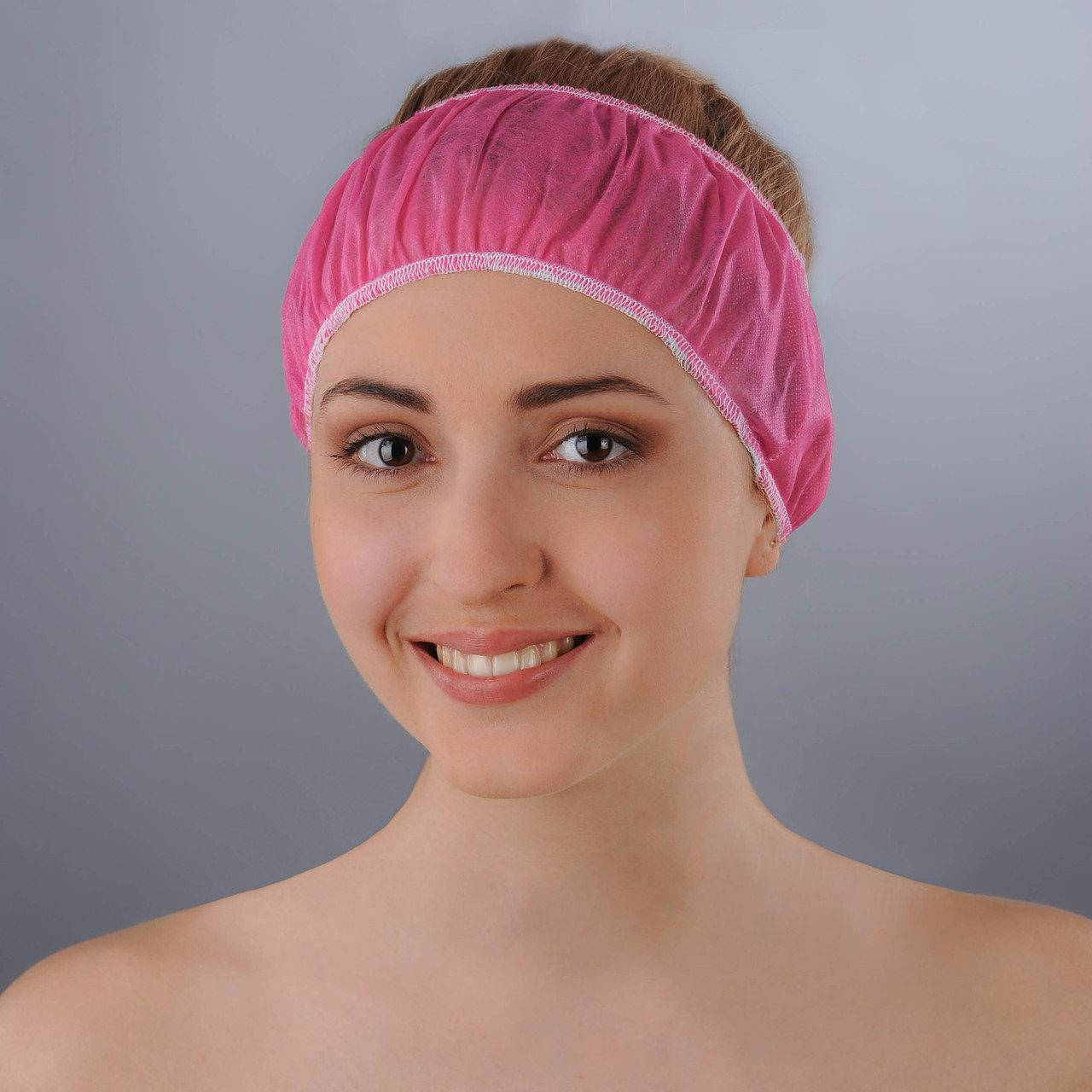 

Повязка для волос одноразовая малиновая Doily 10шт., Малиновый