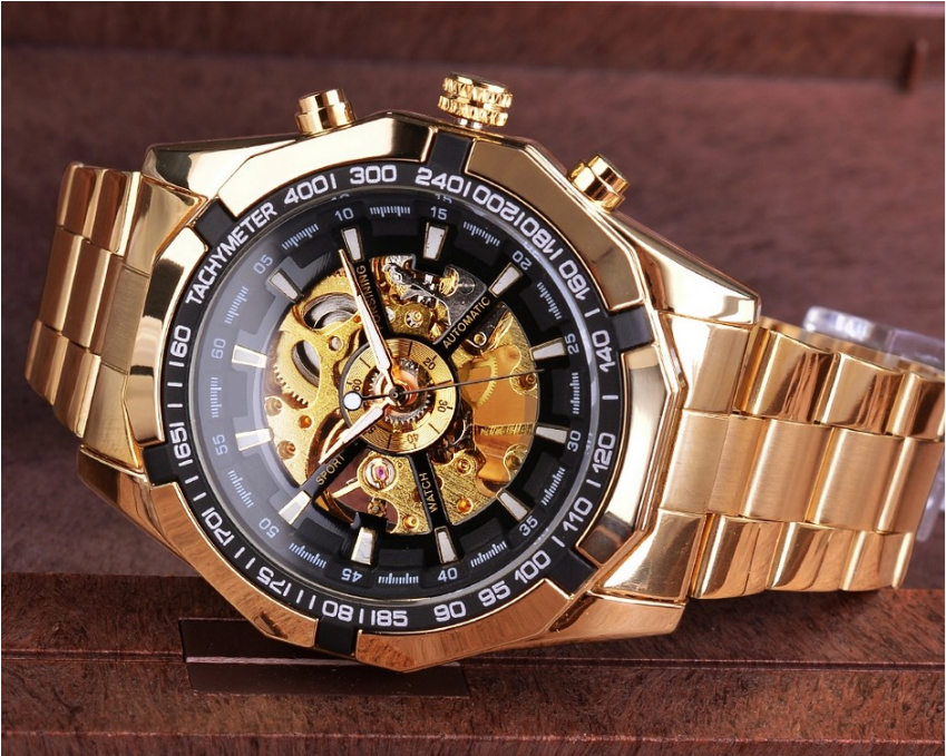 

Часы с автоподзаводом Winner Skeleton Gold