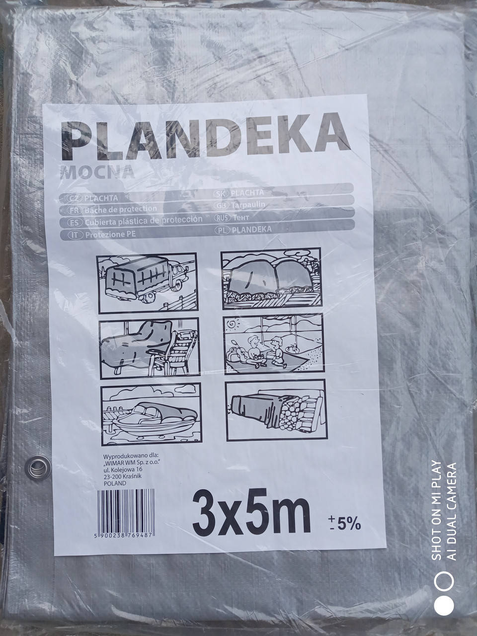 

Тент брезент тарпаулін універсальний PLANDEKA MOCNA 3*5 метра сірий , щільність 110г/м2, армований, Серый