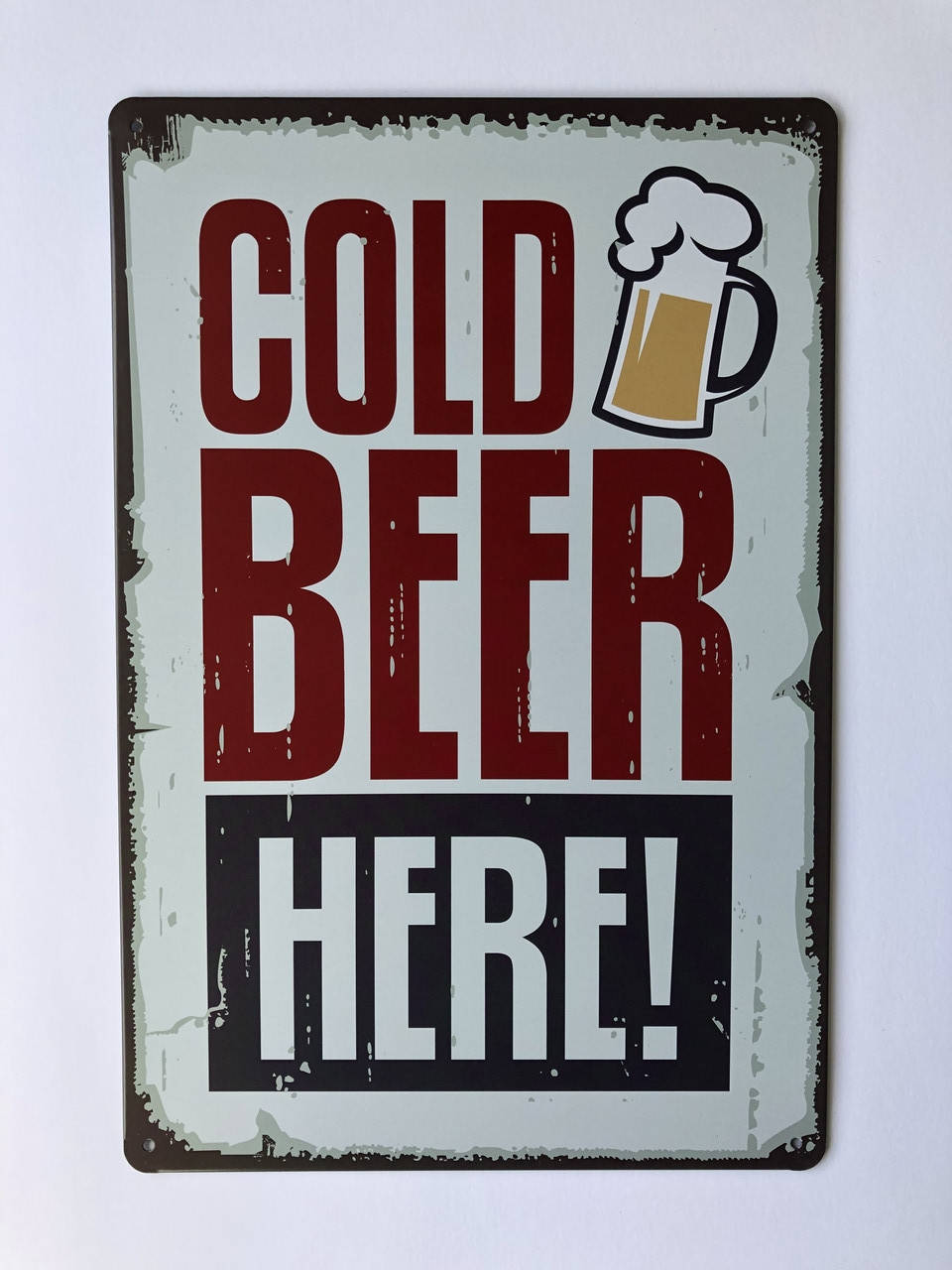 

Металлическая ретро-табличка "Cold Beer Here" 20х30см