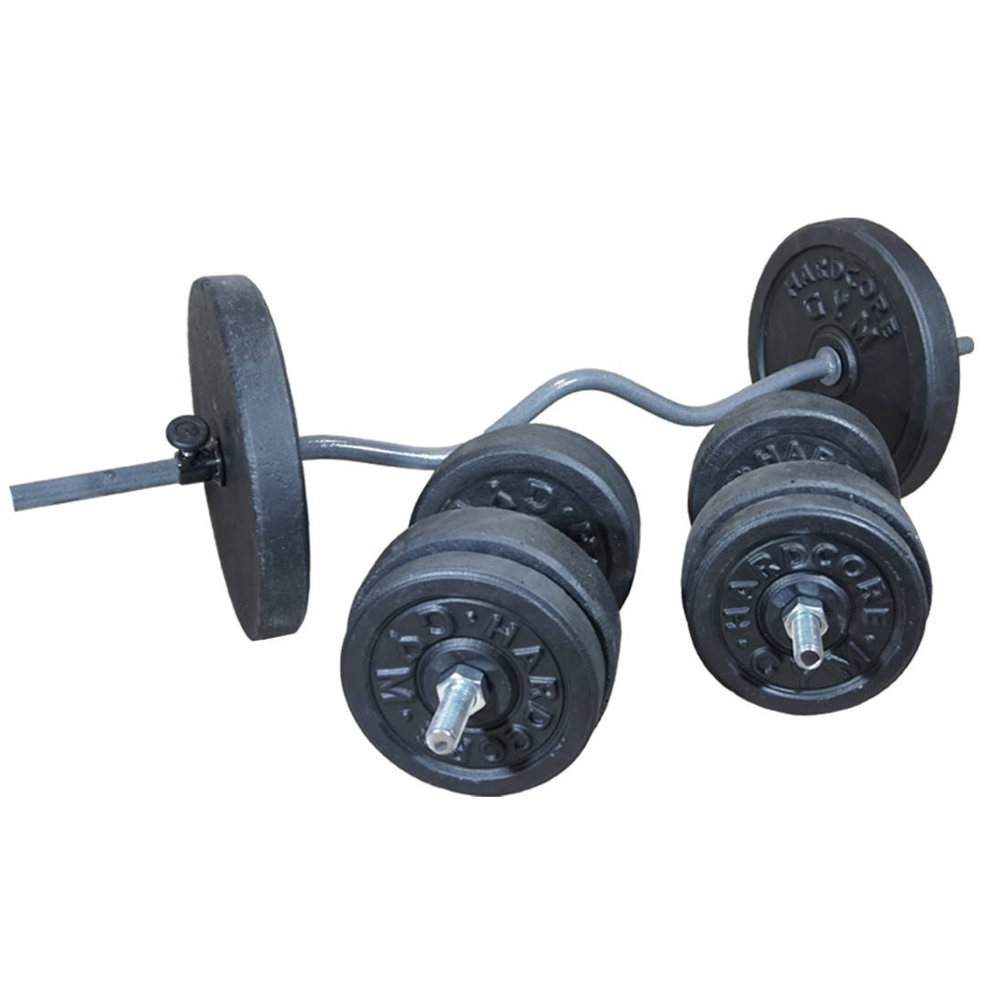 

Комплект 58 кг | Штанга W-образная наборная 1.45 м + Гантели 43 см разборные набор для дома, Черный