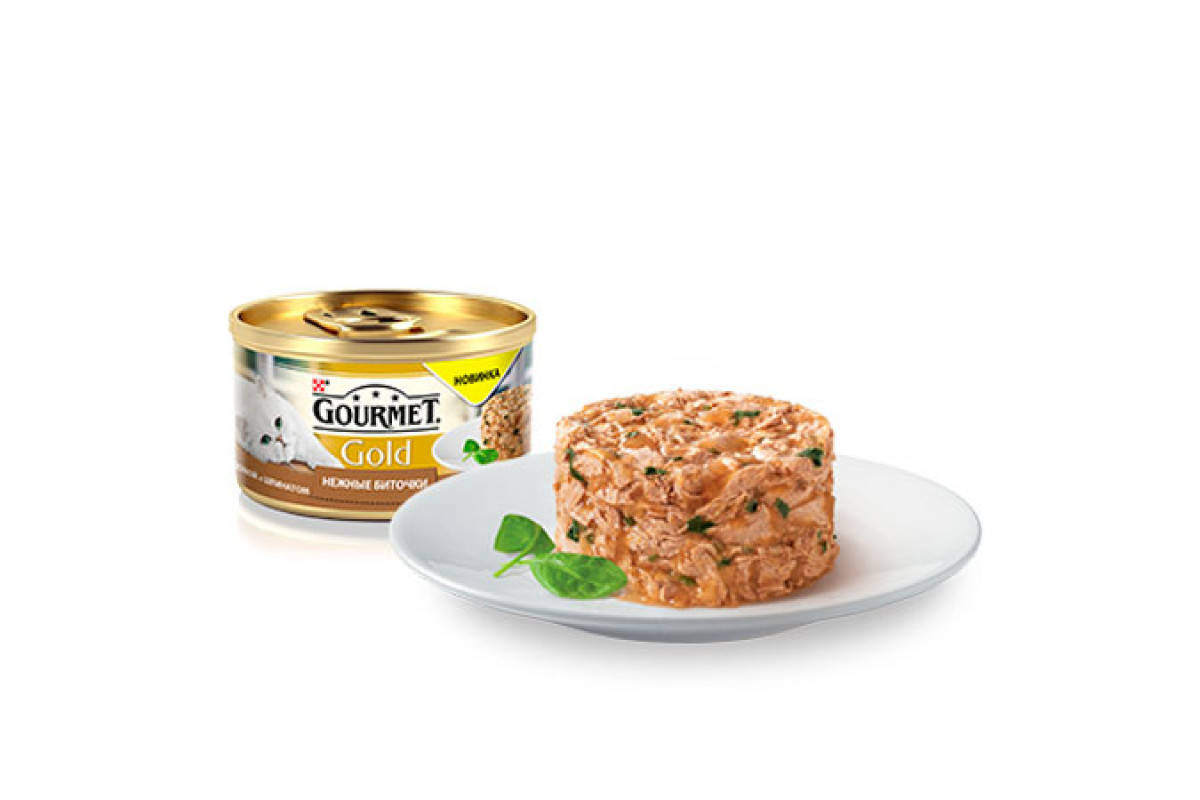 

Gourmet Gold консервы для котов 85 г х 24 шт биточки с индейкой и шпинатом