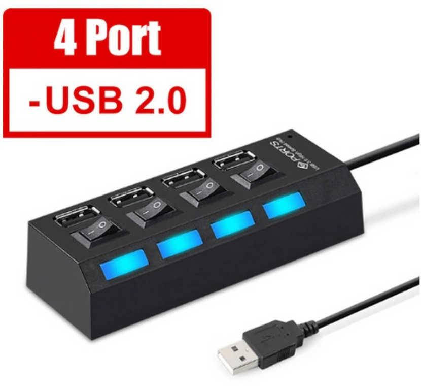 

USB 2.0 hub концентратор разветвитель 4 порта с выключателями черный