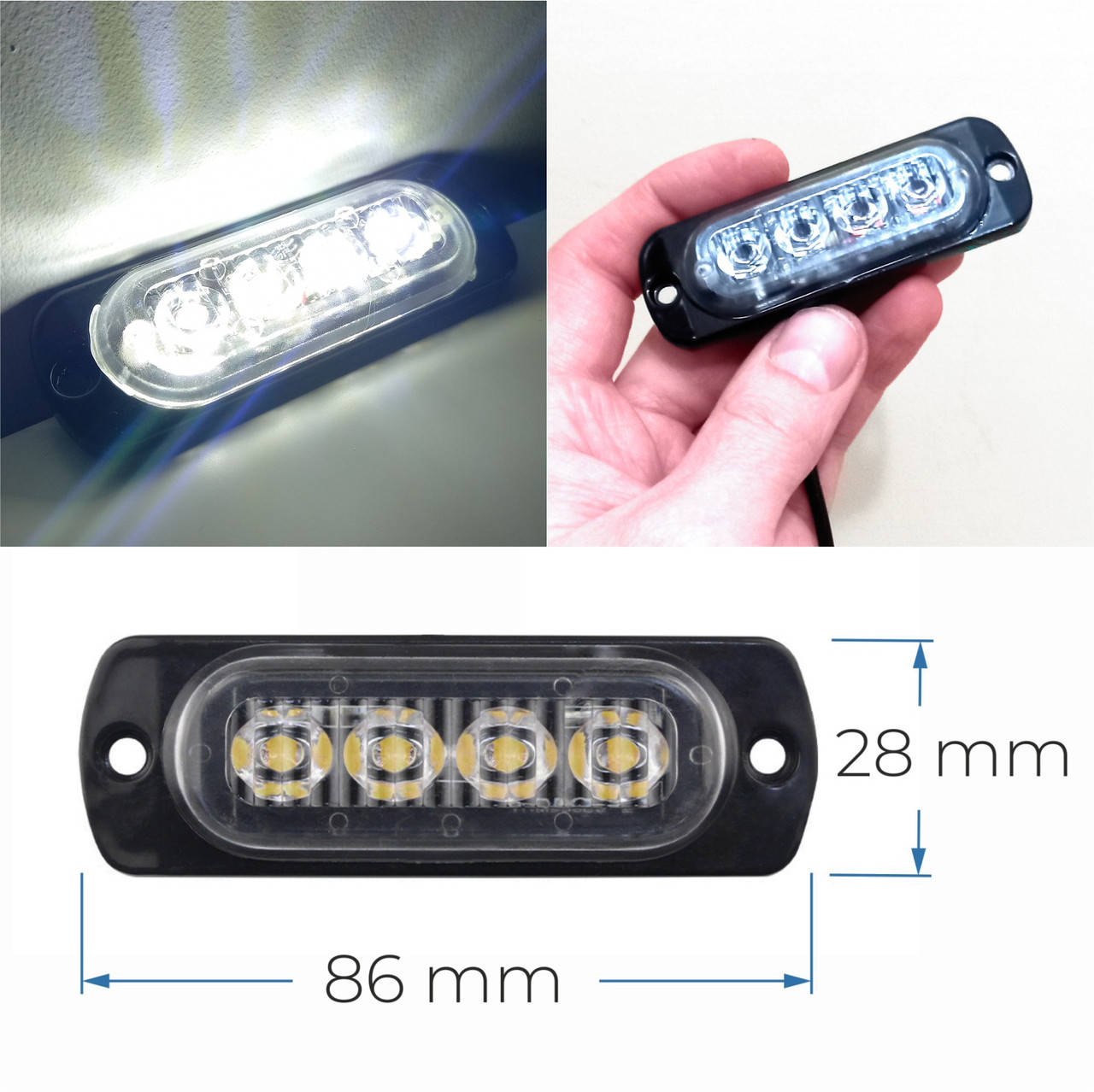 

Белый Стробоскоп, Проблесковый маячок MINI 4Led White