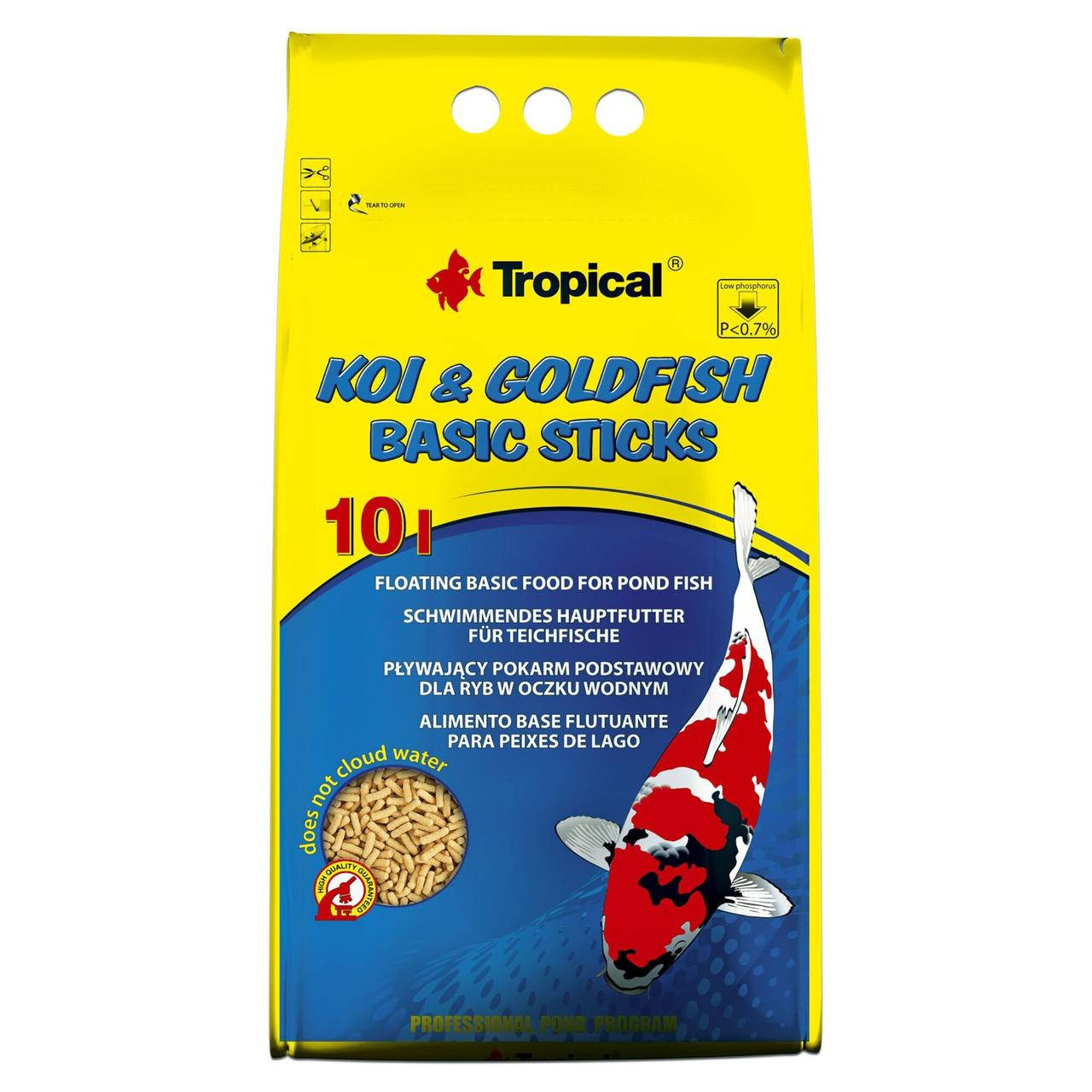 

Корм для прудовых рыб Tropical в палочках «Koi & Goldfish Basic Sticks» 10 л