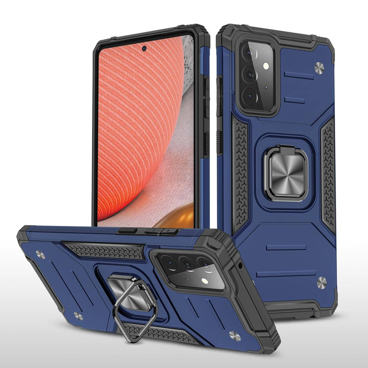 

Противоударный чехол Shield бампер Magnetic Ring с подставкой для Samsung Galaxy A52 A52s (2021) A526 Blue, Синий