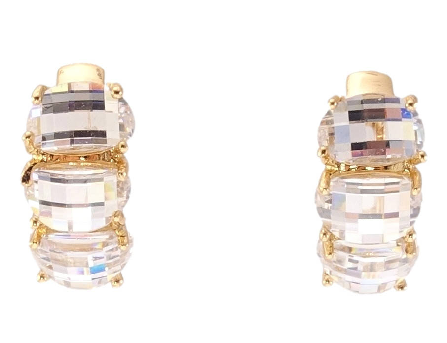 

Серьги Xuping Позолота 18K колечки "Три граненных кристалла"