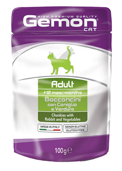 

Gemon cat wet Adult кусочки с кроликом и овощами 100 гр.