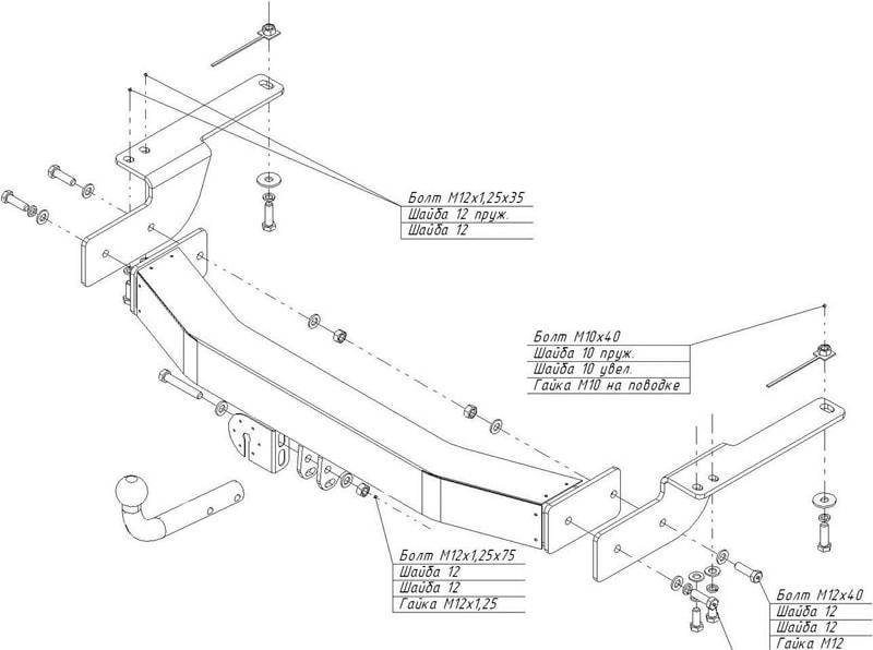 

Фаркоп с креплением (Б/У) на Renault Trafic с 2001. Renault (оригинал), 77 11 427 557