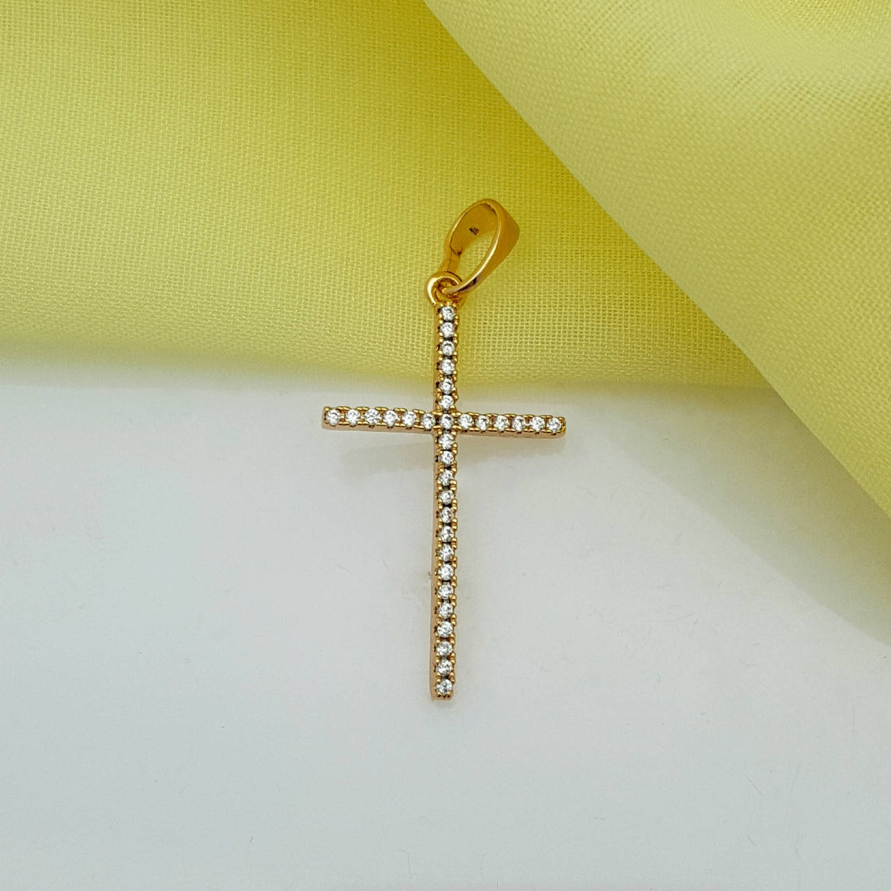 

Крест позолоченный с камнями, медзолото Xuping, 18К