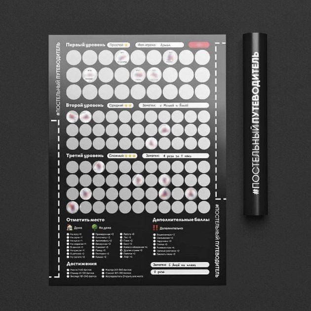 

Постельный Путеводитель настольная эротическая игра для двоих взрослых влюбленных Скретч-плакат