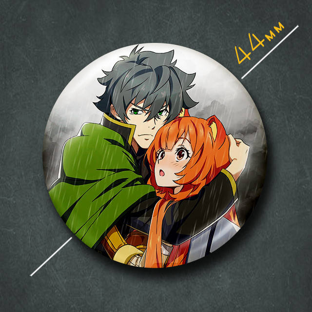 

"Наофуми Иватани и Рафталия (Восхождение героя щита)" значок круглый на булавке Ø44 мм