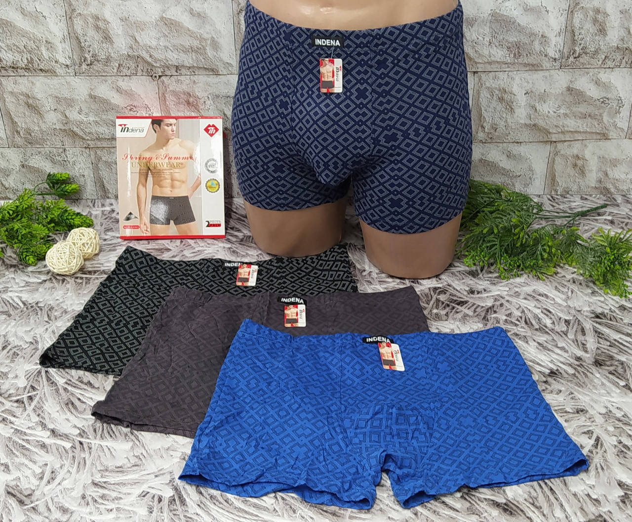 

Трусы мужские боксеры 4XL(54-56) хлопок Indena 81011, Разные цвета