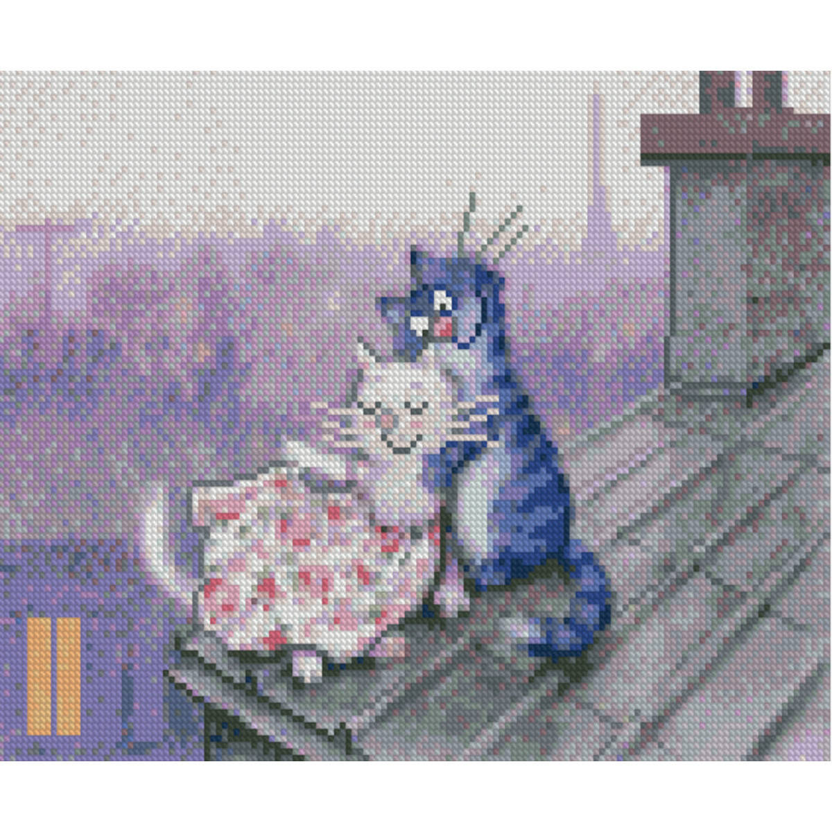 

Алмазная вышивка мозаика на подрамнике Влюбленные котики на крыше 30/40 см