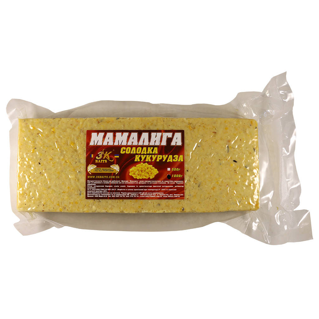 

Прикорм 3KBaits Мамалыга Сладкая кукуруза 1000г (3KB1003)