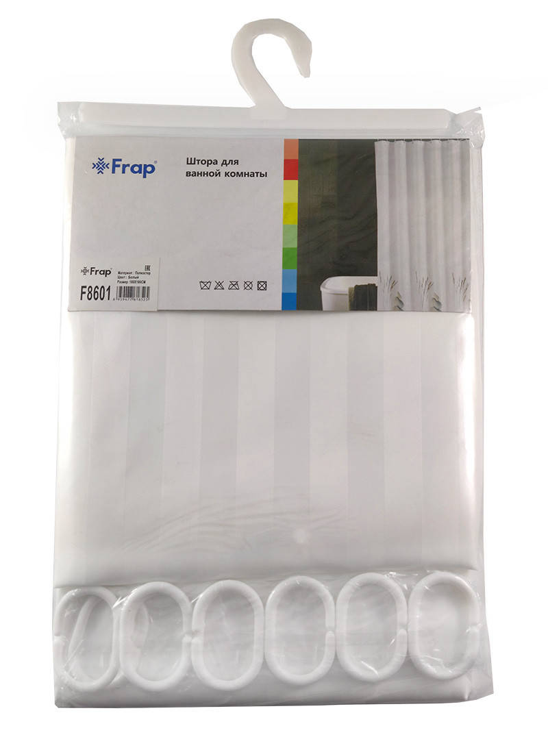 

Штора для ванной 180х180 см полиэстер белый Frap F8601 1/50
