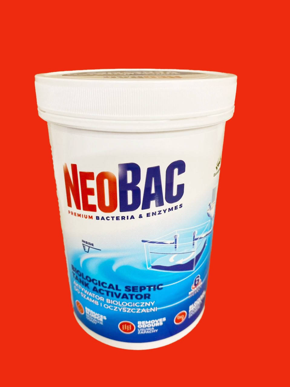 

Средство для выгребных ям, септика NEOBAC 600грам 24 порции на 6 месяцев на 24 недели, аромат ЭВКАЛИПТА !!