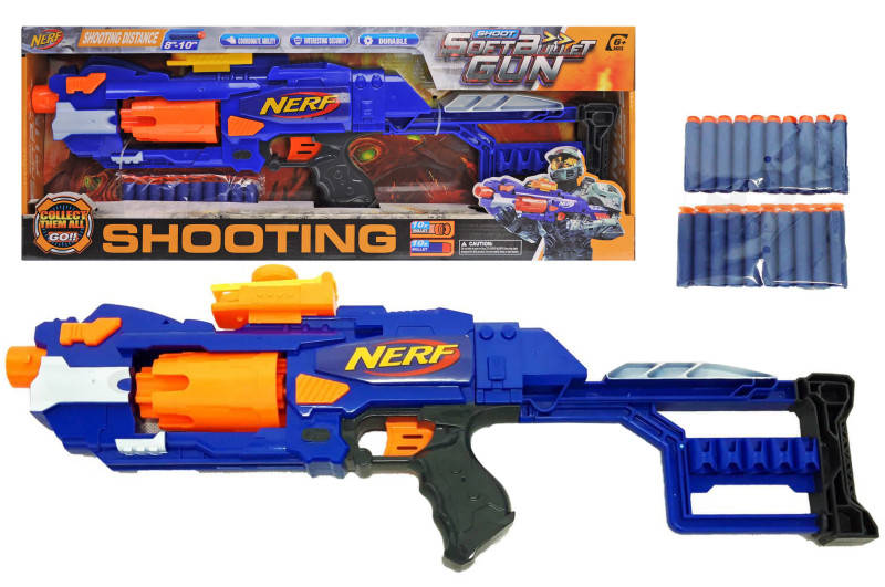 

Детский автомат NERF JBY-001, мягкие пули, батарейки, бластер нерф, Синий