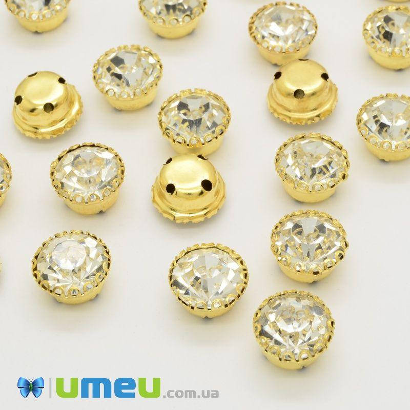 

Шатон круглый 11 мм, Золото, Белый, 1 шт (KAB-038051)