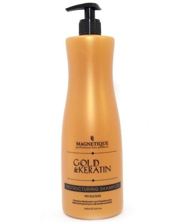

Шампунь восстанавливающий для волос Magnetique Gold & Keratin Oil Restructuring Shampoo 1000 мл (8877Qu)