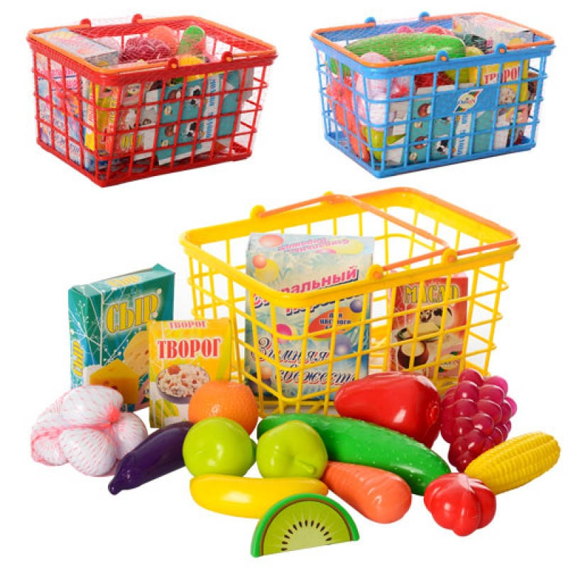 

Игровая корзина с продуктами и овощами, корзинка Супермаркет
