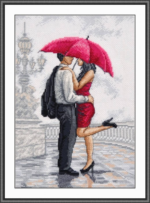 

Набор для вышивки крестом с печатью на ткани NKF В объятиях дождя R900 14ст