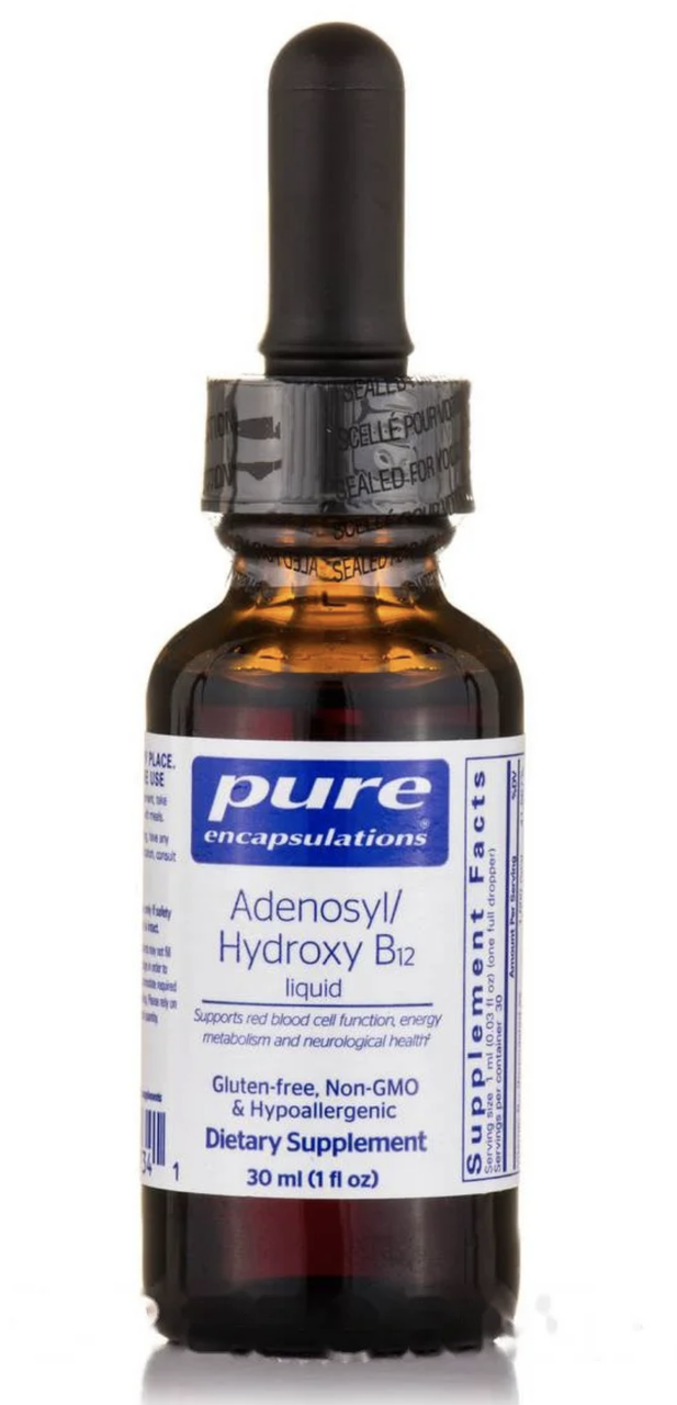 

АденоAdenosyl/Hydroxy B12 Liquid, Pure Encapsulations 30 мл, Аденозил / Гидрокси B12