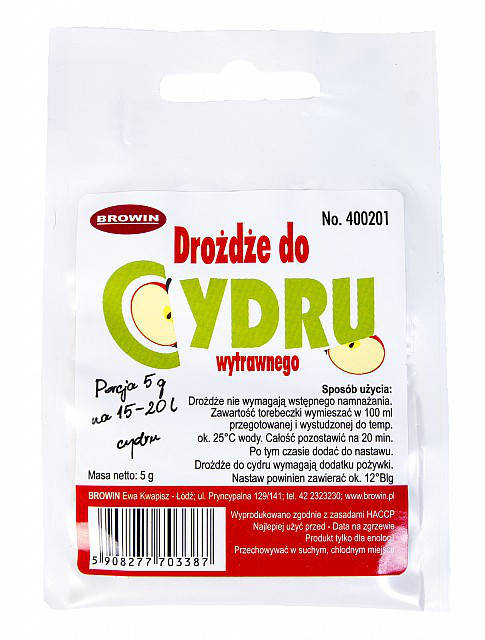 

Дрожжи для яблочного сидра DRY(Польша).