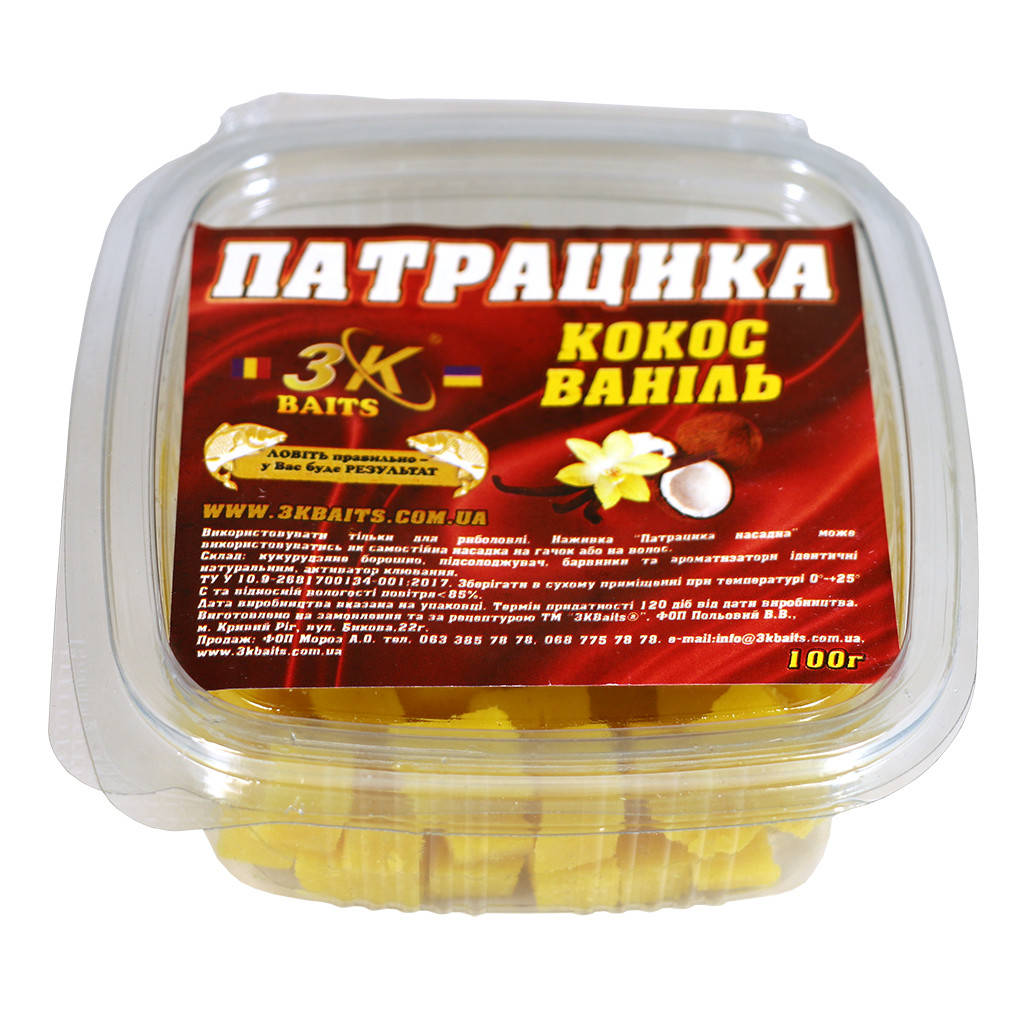 

Патрацика насадочная 3KBaits Кокос-ваниль 100г (3KB1109)