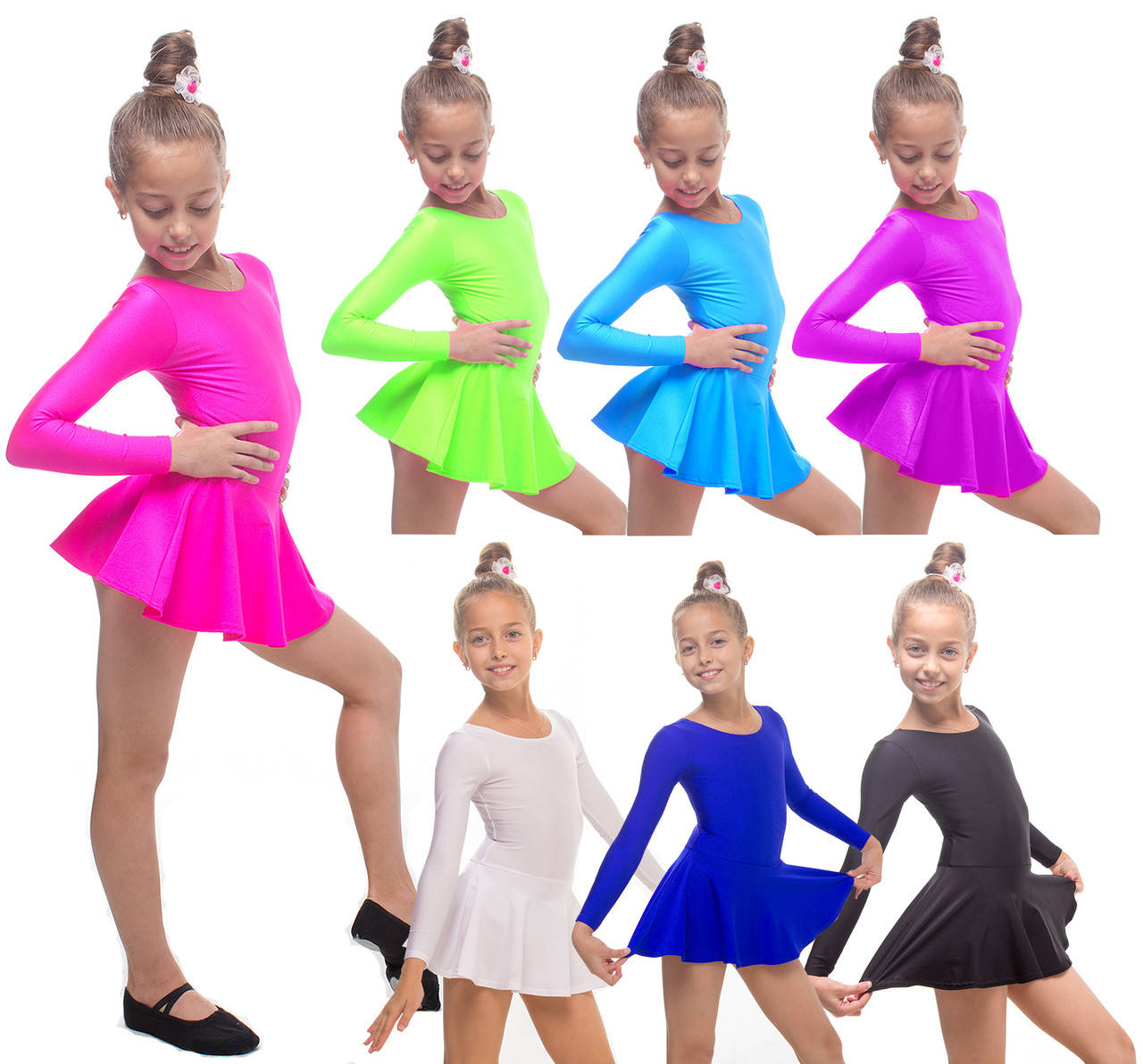 

Комбинезоны для танцев и гимнастики (купальник+юбка), Разные цвета