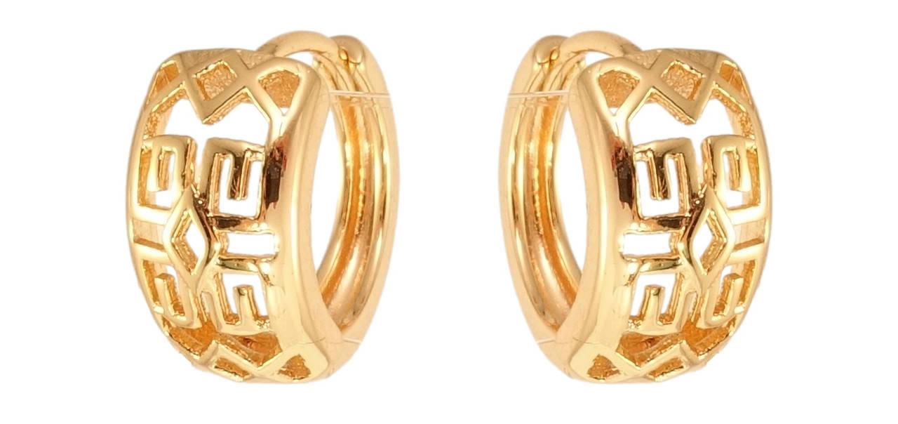 

Серьги Xuping M&L жёлтый оттенок колечки "Декоративный резной орнамент"