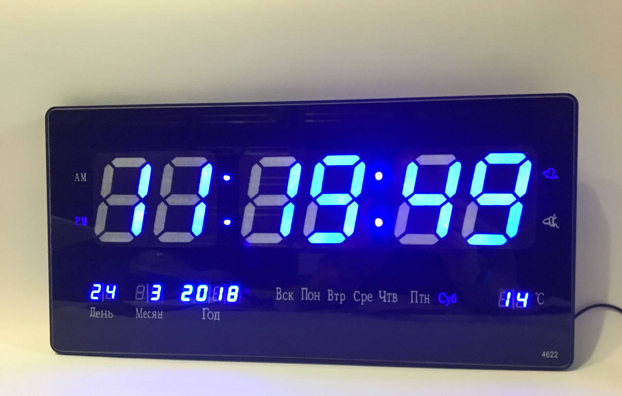 

Настенные электронные часы Led Clock 4622 blue (46x22см/Руское меню)