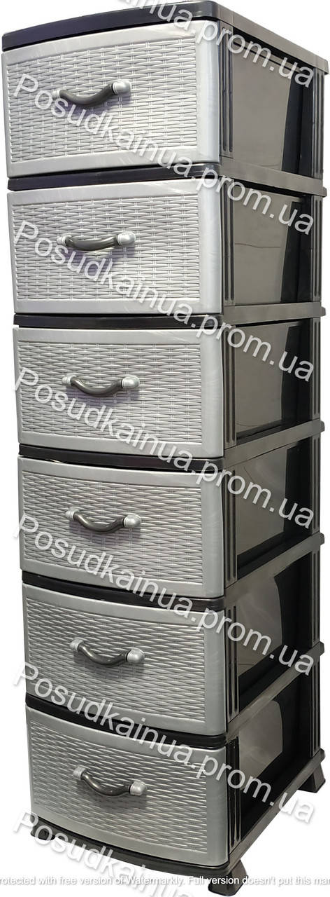 

Комод пластиковый Стиль темно серый 6 ящиков Efe Plastics