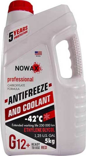 

Антифриз NOWAX G12+ красный -42°C 5кг ( NX05001 )