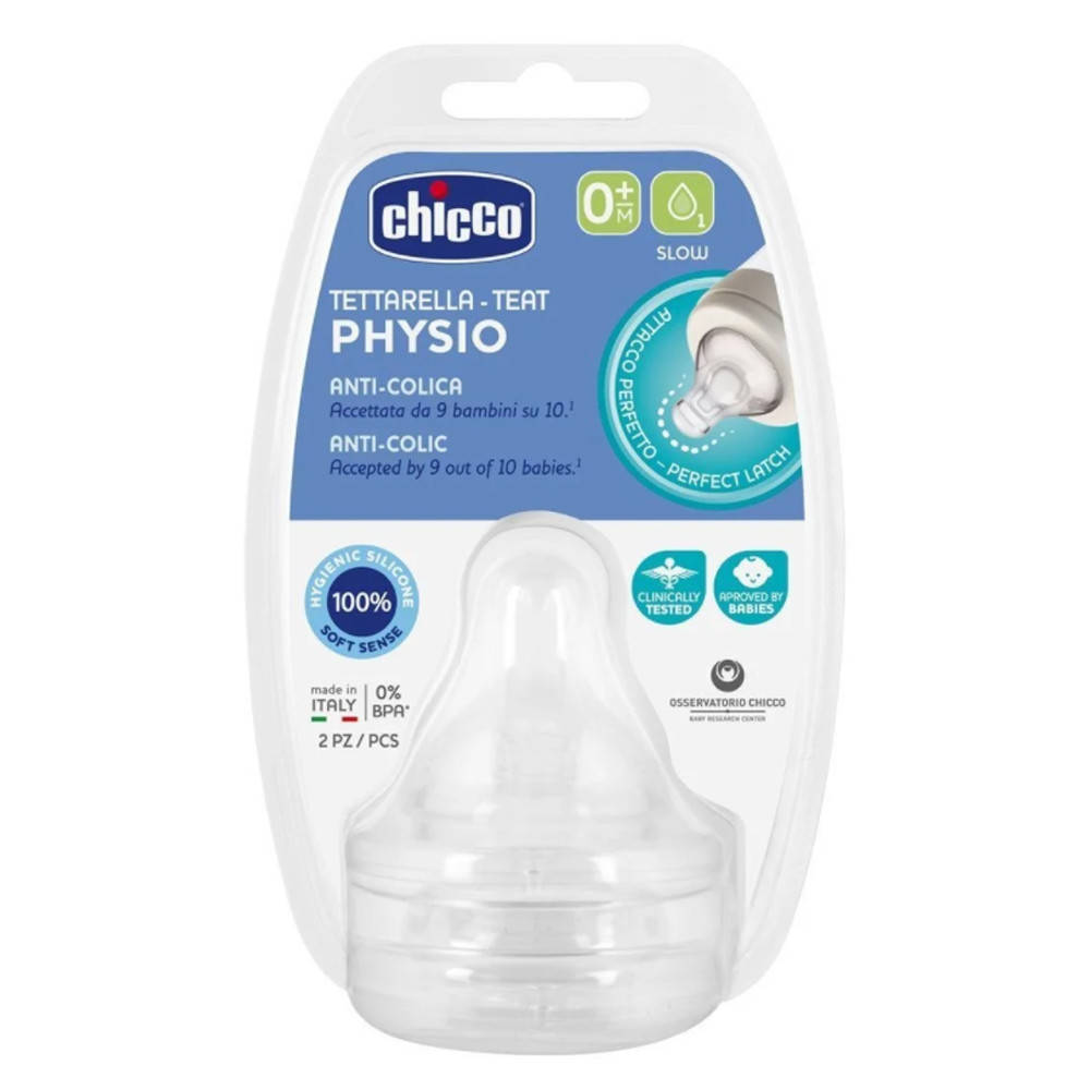 

Соска силиконовая медленный поток 2 шт Chicco Physio 0m+ (8058664122196)