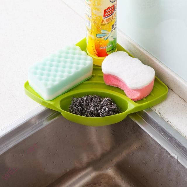 

Угловой кухонный органайзер для раковины на присоске Sink Triangle Shelf