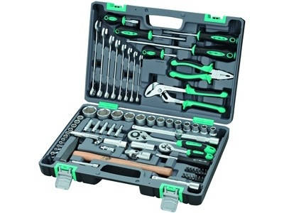 

Набор инструментов, 1/2", 1/4", CrV, пластиковый кейс 76 предм. STELS 14104